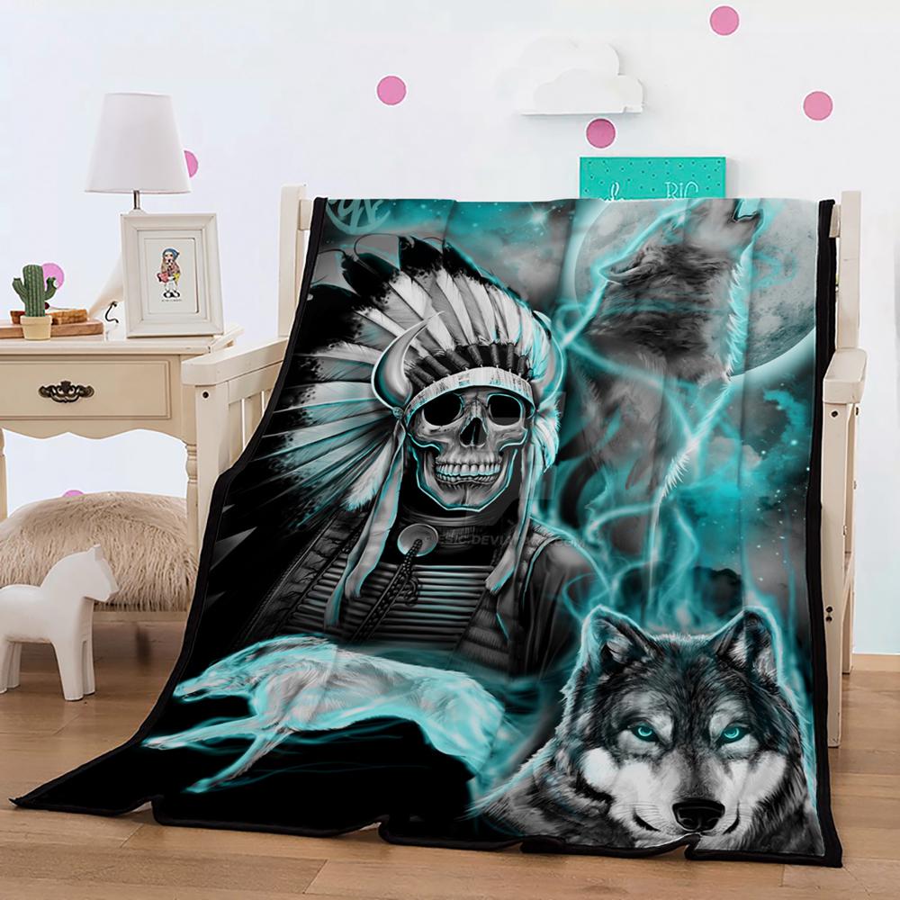 Animals 3D Printed Plush Hooded Blanket for Adults Kid Wearable Blankets Rose and Wolf