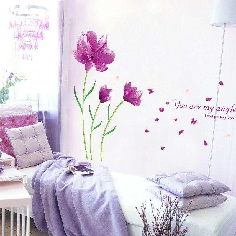 [Wall stickers] pruple lily wall stickers home decor living room bedroom window flowers decals art m