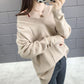 Spring and Autumn Loose V-neck Sweater Solid Color Hollow Top Long Sleeve All-match Female Top