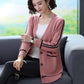 Spring and Autumn All-match Jacket Striped Pattern Mid-length Sweater Fashion Simple Style Female Top