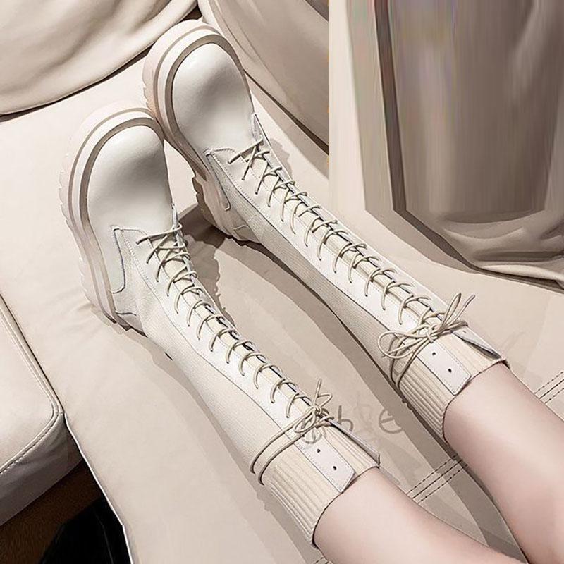 Thick-soled Stretch Boots Women's Shoes Women's Inner Height But Knee Martin Boots High Boots Non-slip Boots