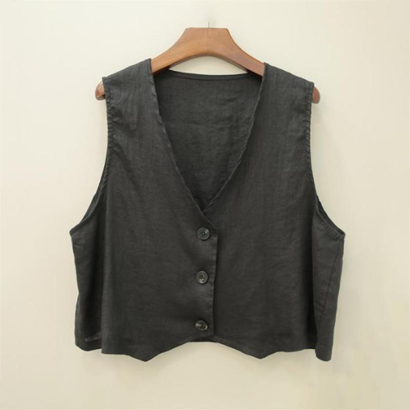 Spring and Summer Loose Cotton Waistcoat Cardigan Women's Air-conditioning Shirt Thin Vest Coat