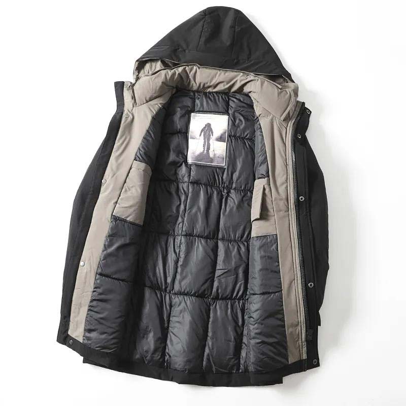 Simple and Versatile Men's Hooded Mid-length Casual Cotton-padded Jacket, Cold and Warm Jacket