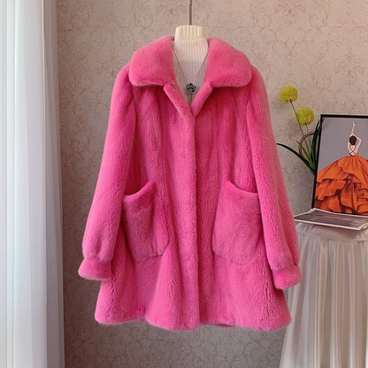 Winter Thicken Warm Fur Jacket Coat Women Casual  Lamb Faux Fur Overcoat Fluffy Cozy Loose Outerwear Female
