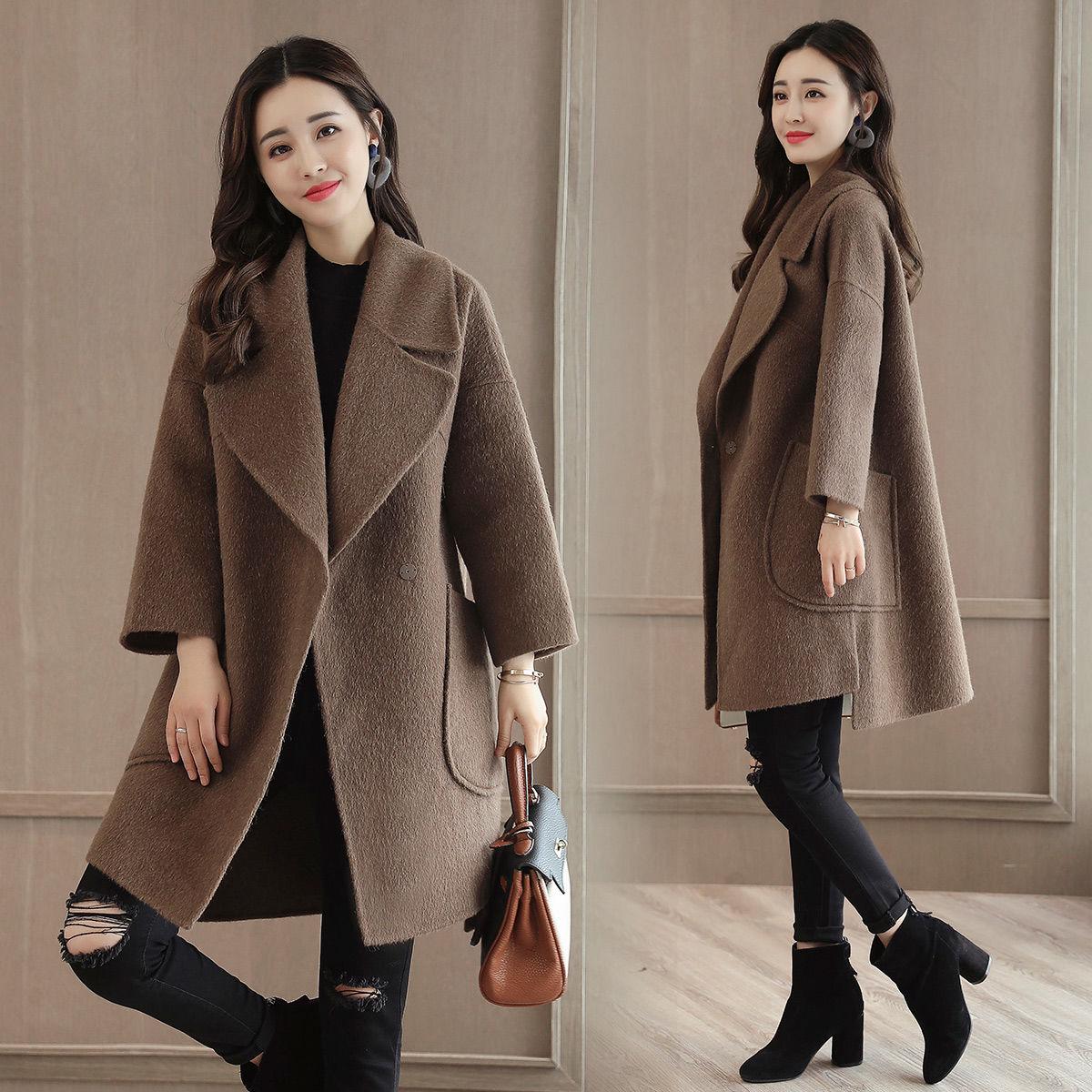 Autumn Winter Coat Women 2019 Casual Wool Solid Jackets Blazers Female Elegant Long Coat Ladies Coat