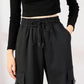 Overalls Female Spring and Autumn Students All-match Thin High-waisted Loose-fitting Straight-leg Large-size Black Sports Casual Pants