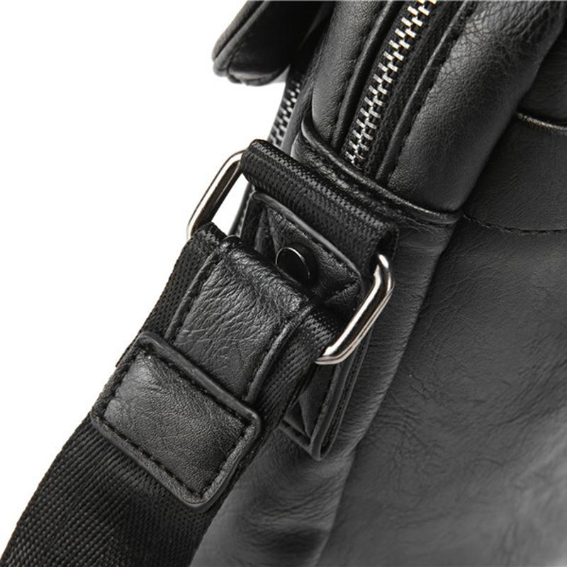 Business Briefcase Men Black Leather Large-capacity Anti-theft Shoulder Computer Mobile Phone Bag