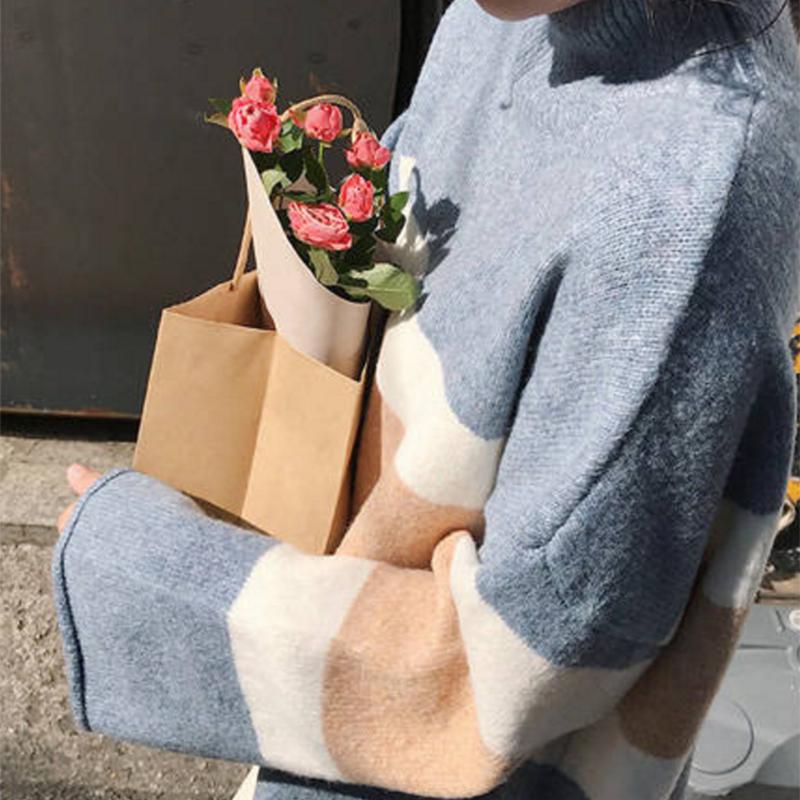 Pofulove small fresh cute female thick sweater women loose wild sweater striped shirt women