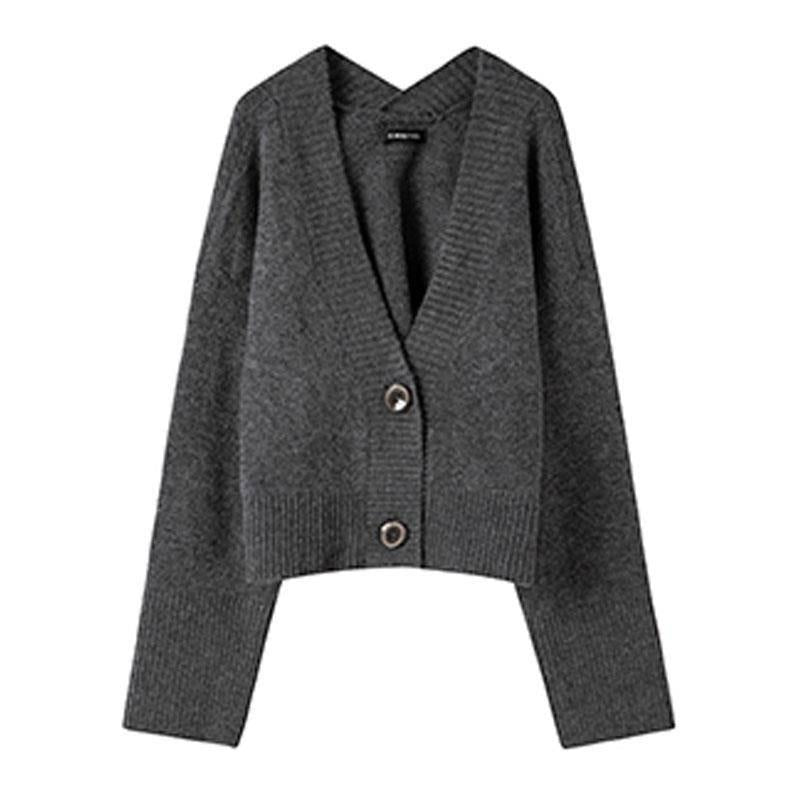 Pofulove Women's Autumn Winter Knit Cardigan Jacket Women Loose Student Thick Sweater Female Coat