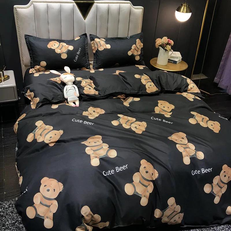 Home Textile American Fashion Leopard Print Bedding Double Quilt Cover Sheet Dormitory Four-piece Set