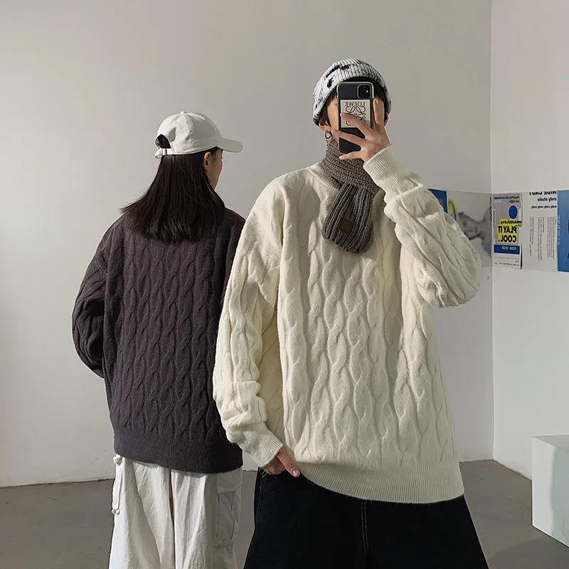 Sweater Men's Winter Warm and Comfortable Loose Couple Clothes Autumn and Winter Knit Sweater Handsome Long-sleeved Sweater