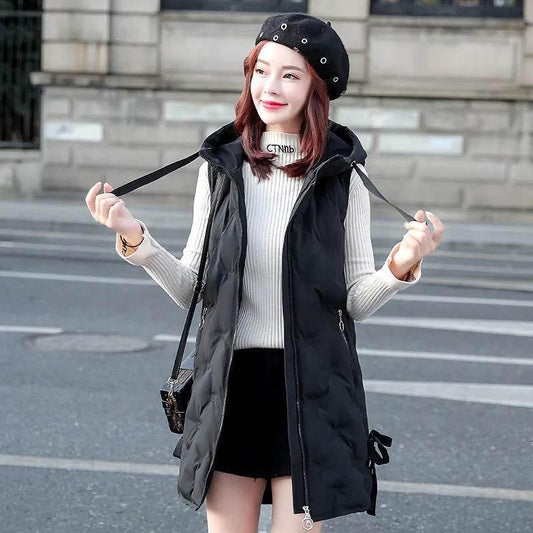 Fall/winter Pure Cotton Ladies Mid-length Down Padded Jacket Women All-match Padded Vest Jacket