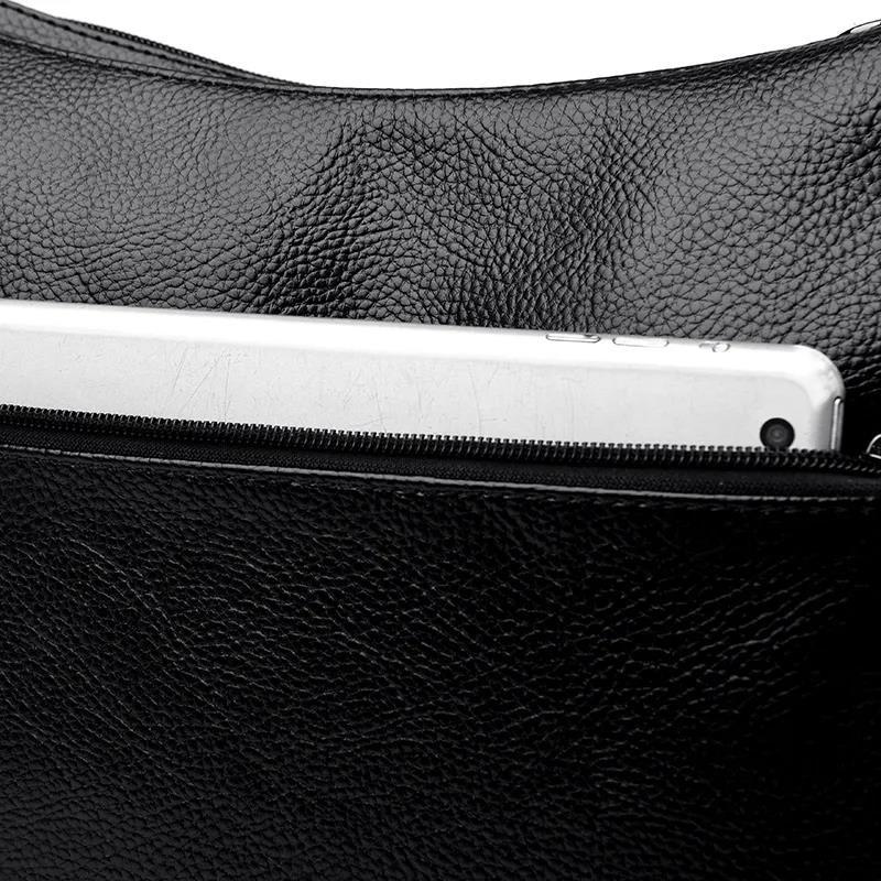 Women Handbag Crossbody Bags Soft Surface Genuine Leather Cowhide High Capacity 3 Colors High Capacity Multi-layer Zipper Closure