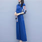Ladies Wide Leg Pants Suit Summer Women's Large Size Printed Shirt + Two-piece Set of Thin Loose Casual Pants