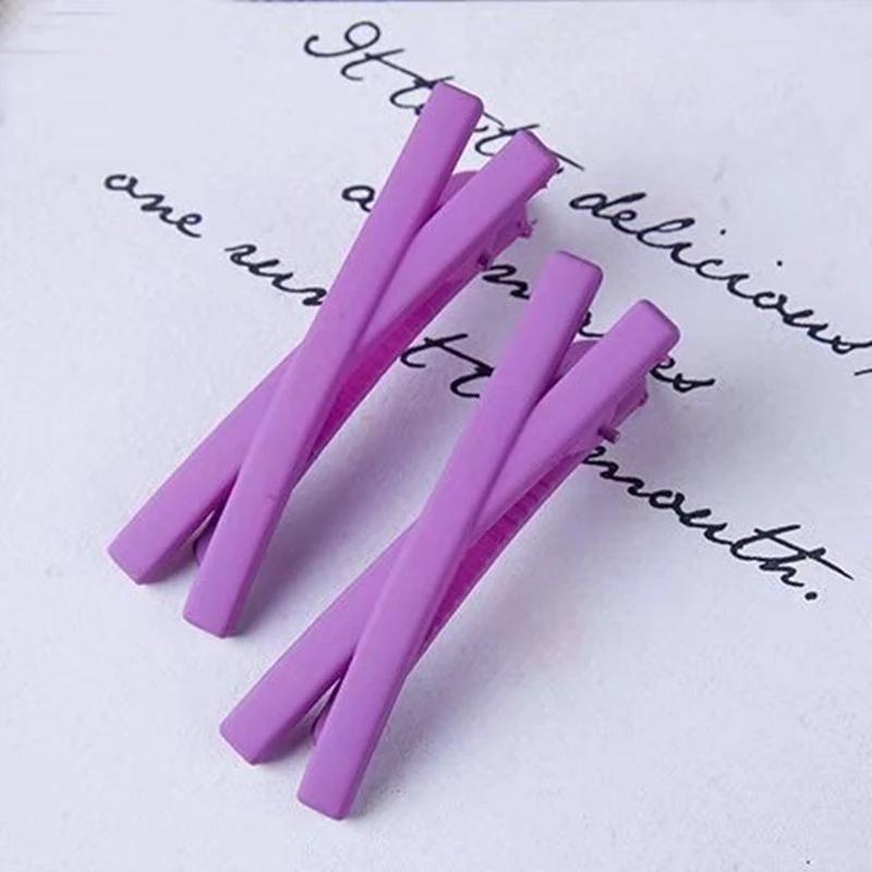 Candy-colored Frosted Hairpin Simple and Cute Cross-side Clip Girl Word Clip Bangs Clip Children's Hairpin Hair Accessories