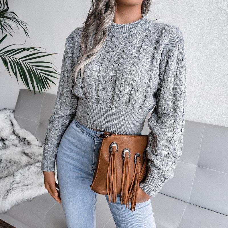 Sweater Women's Short Sexy Twist Knitwear Cropped Pullover Top Trendy Sweater Jumper Y2K European and American Style Fashion