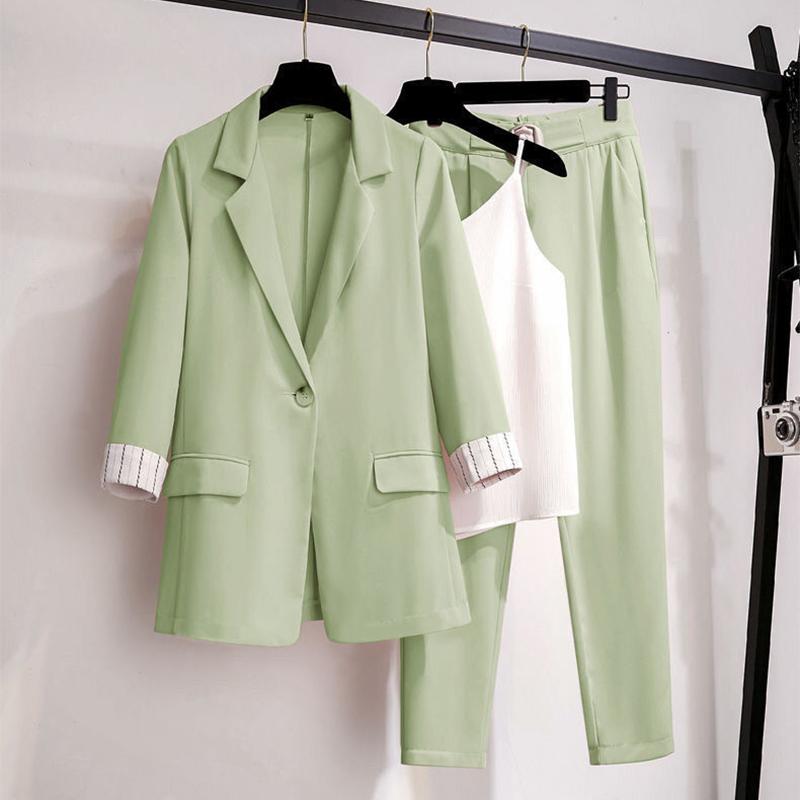 Women's Set Long Sleeve Blazer Pants Suit Office Lady Tracksuit Three Piece Set Fitness Outfits Streetwear Autumn Winter