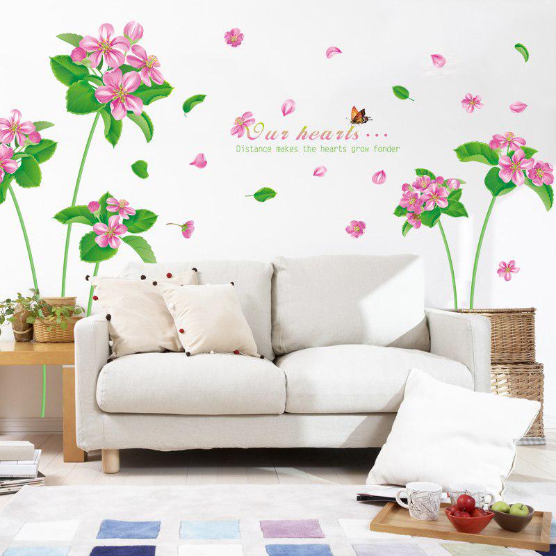 [Wall sticker] big flowers butterfly gren grass vinyl diy wall stickers for kids rooms bedroom livin