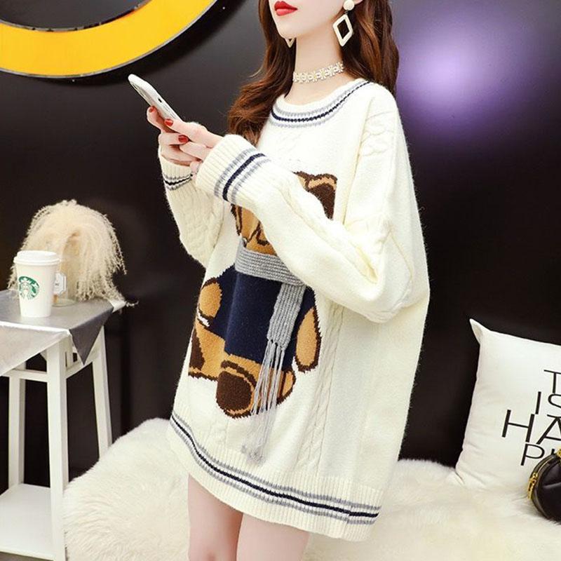 Autumn and Winter Loose Casual Sweater College Style Knit Top Long Sleeve Simple Female Top