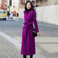Cotton Thickened Over-the-knee Coat Women's Super Long Waist Autumn and Winter Solid Color Woolen Coat Slim Fit Thick Woolen