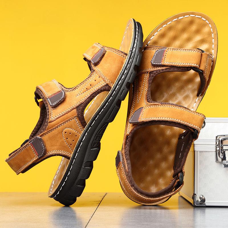 2020 Fashion Men Breathable Sandals Summer Casual Shoes Beach Sandals Genuine Leather Men Shoes