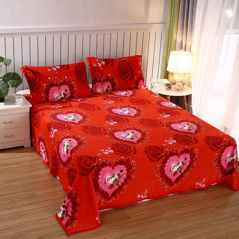 1.5/1.8/2m Bed Flannel Bed Sheet Single Double Coral Pile Blanket Double Sided Plush Bed Sheet Twin Queen King Size