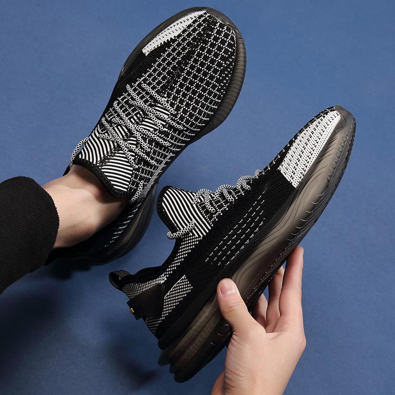 Summer Men's Shoes Popcorn Running Shoes Flying Woven Male Breathable Couple Models Sneakers