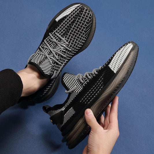 Summer Men's Shoes Popcorn Running Shoes Flying Woven Male Breathable Couple Models Sneakers
