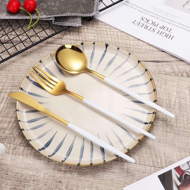 Nordic Stainless Steel Spoon Steak Knife Fork Cutlery Set Home Hotel Knife Fork Spoon Three-piece Set