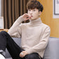 Warm Turtleneck Sweater Men Solid Knitted Mens Sweaters Casual Male Double Collar Slim Pullovers