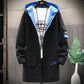 Men's Mid-length Windbreaker Youth Fashion Loose Warm Hooded Workwear Autumn Jacket