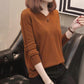 Winter Women V-neck Thickened Pullover Back Buckle Loose Office Warm Undershirt Sweatshirt