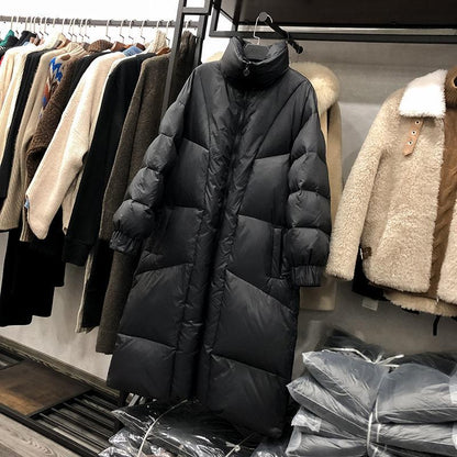 Winter Mid-length Thick Black Down Jacket Korean Version Loose Down Jacket Women Plus Size Fashion Warm Jacket Trend