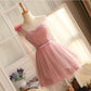 Fashion Solid Tulle One Shoulder Bandage Short Formal Wedding Evening Party Prom Bridesmaid Dress