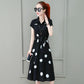 Women's Summer Dress Temperament Waist Was Thin Polka Dot Sleeveless Long Skirt Shirt-style Long Ladies Dress A-line Version Sleeveless Dress