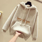 2pcs/set  Autumn Winter Fleece Hoodies Vintage Sweatshirt Two Piece Set Woman Tracksuits Jogger Pants Thick Warm Clothes
