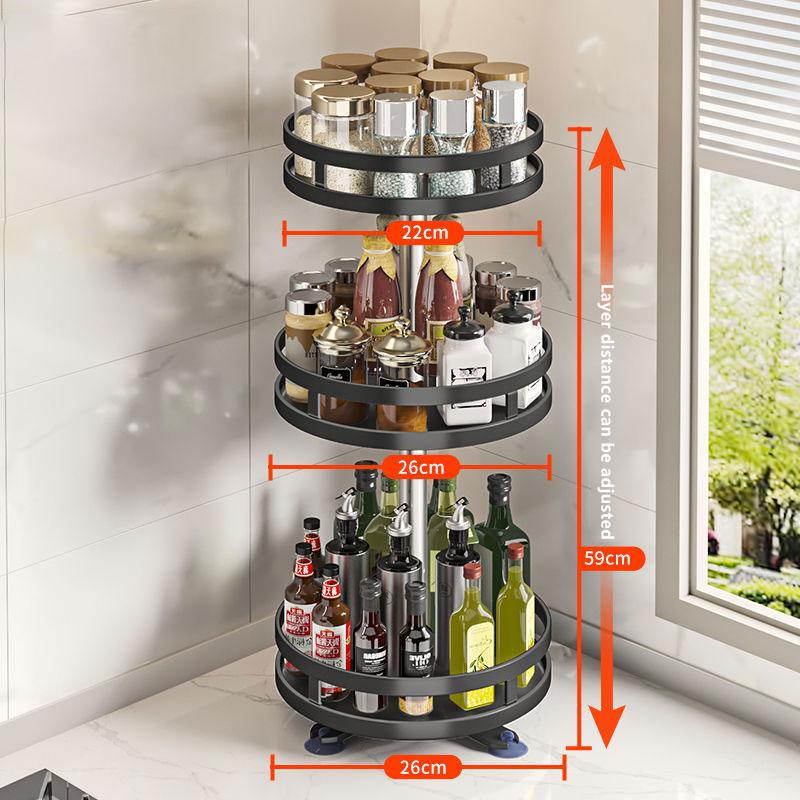 Multi-layer Spice Rack Kitchen Organizers Can Rotate Multi-function Corner Cabinet Countertop Bathroom Makeup Storage Shelf Closet Shelves Organizer