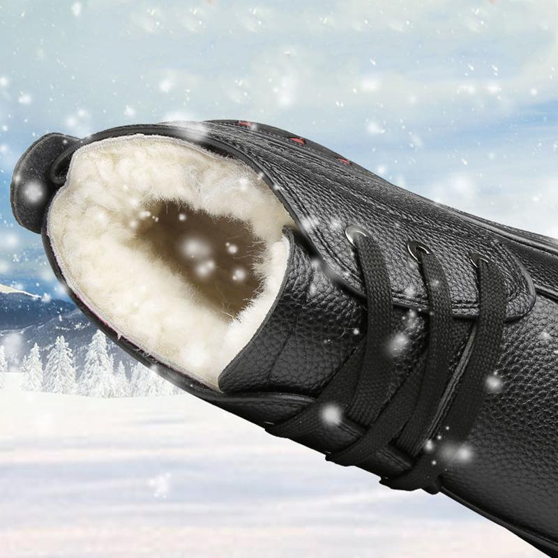 Men's Winter Cotton Shoes Leather Wool Fur Integrated Warm Cotton Leather Shoes Non-slip Dad Shoes