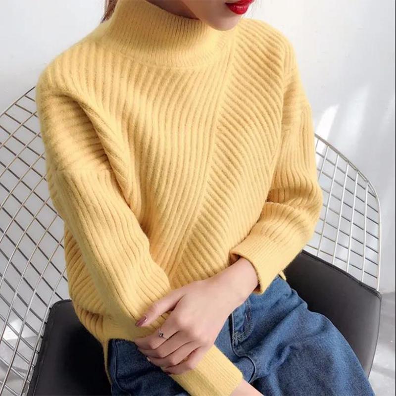 Turtleneck Sweater Women Loose Lazy Style Autumn and Winter Pullover Long-sleeved Thickened Student Bottoming Sweater