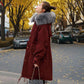 Winter Women's Cotton Jacket Jacket Mid-length Large Fur Collar Plus Down Jacket Thickening Plus Velvet Jacket