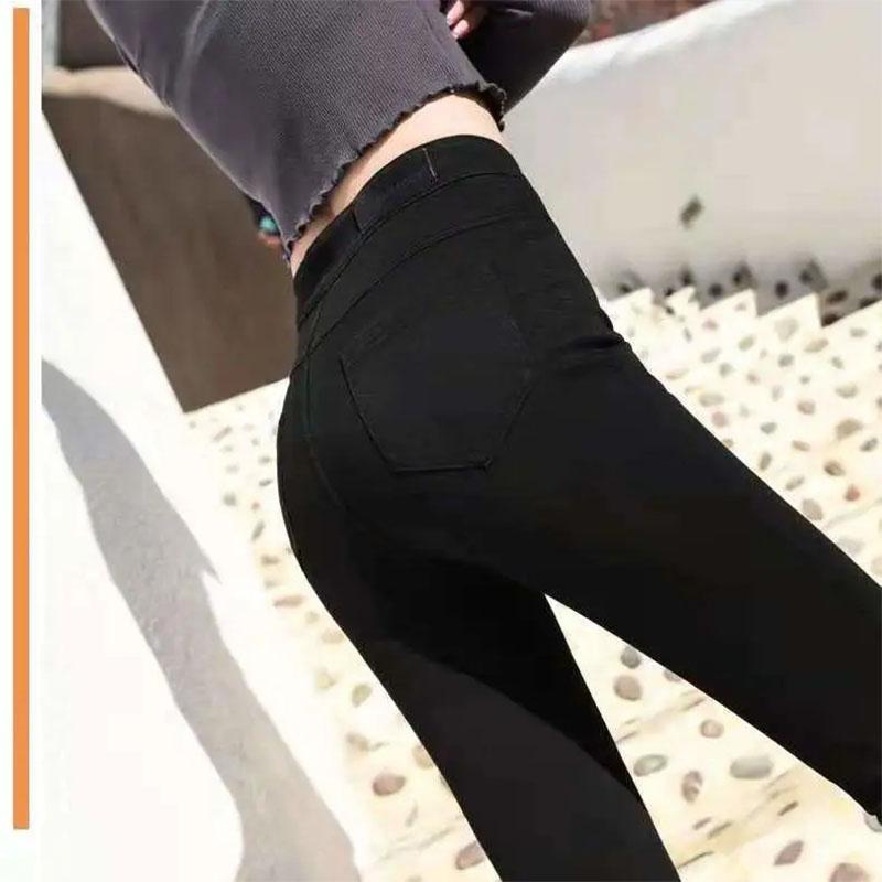 Women's Autumn Stretch Jeans High Waist Skinny Pants Slim Slim Outer Wear Pencil Pants Dark Blue Pants Black Pants Large Size Mom Pants Skinny Jeans