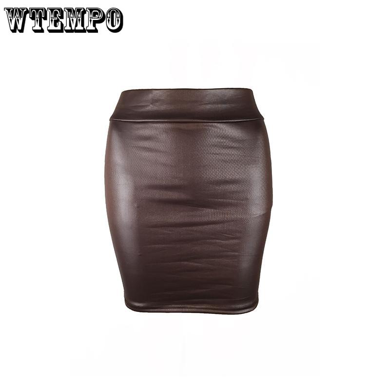 Women Sexy Black PU Leather Pencil Bodycon High Waist Mini Short Skirt