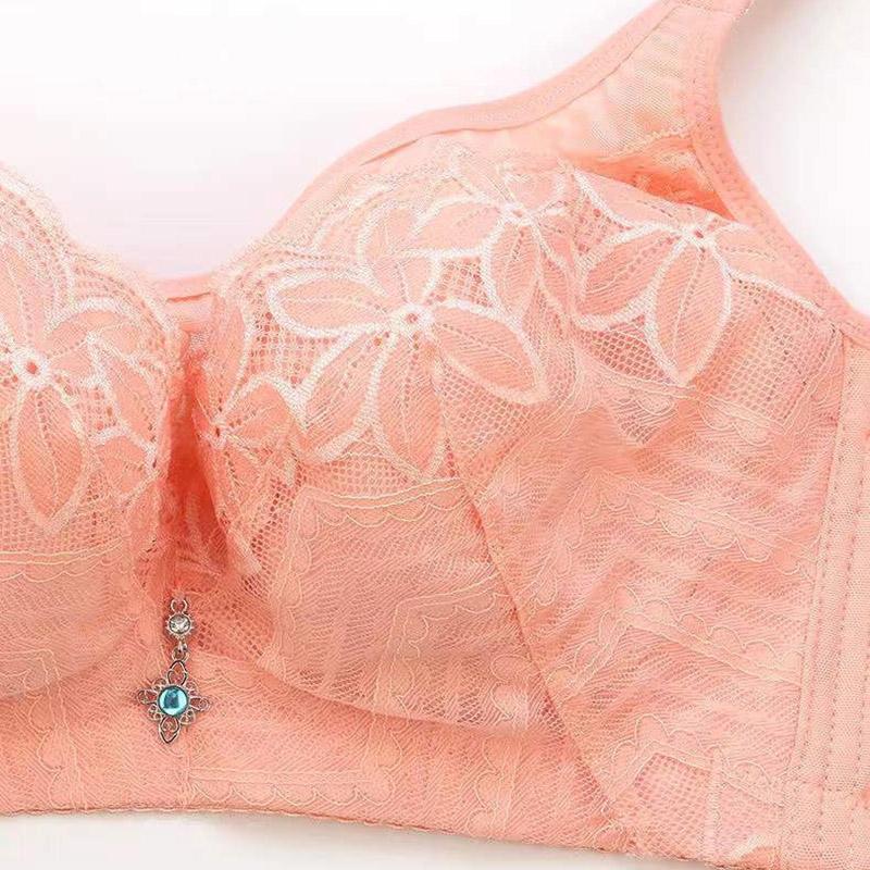 40-44CD Thin Sexy Lace Breathable Skin-Friendly No Steel Ring Bra Gathered Anti-sagging Receiving Secondary Breast Ladies Underwear Bra