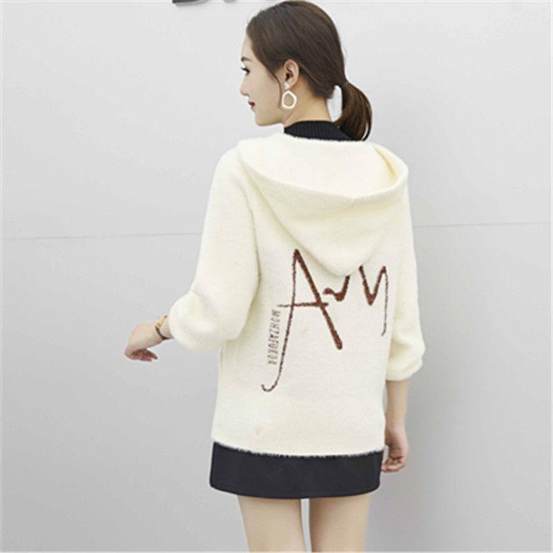 Autumn and Winter Korean Loose Coat Cardigan Hooded Sweater Women Thick Sweater All-match