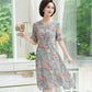 Summer Chiffon Dress Short-sleeved Round Neck Temperament Women's Knee-length Skirt Fabric Light and Breathable Ladies A-line Dress