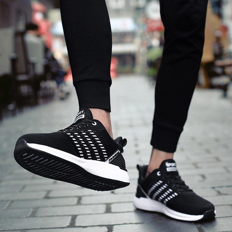 Couples Sports Shoes Fashion Women Flying Woven Mesh Breathable Non-Slip Wear-Resistant Cushion Sneakers Men's Vulcanize Shoes