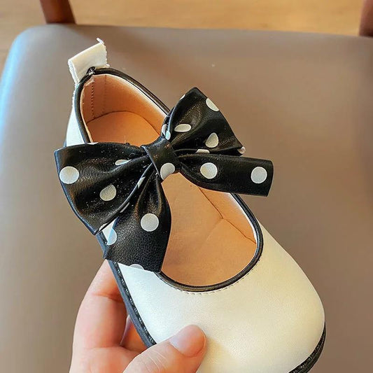 Girl's Bowknot Square Mouth Shoes Velcro Soft Soled Little Student Shoes Kindergarten Baby Girls' Shoes Light Princess Shoes
