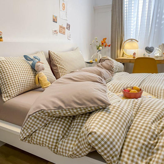 Daily INS Mixed Feng Shui Washing Cotton Bedding Sheets Bed Single Package Simple Four Sets of Home Bed Set