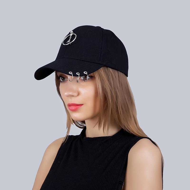 Solid Color Fashion Personality Couple Hat Iron Ring Pendant Three Ring Cap Female Outdoor