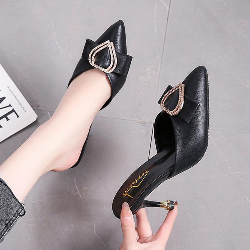 Women's Sandals and Slippers Foreign Style Half-support Shoes Half-slippers Women's Summer 8cm High Heels Half-toe Slippers